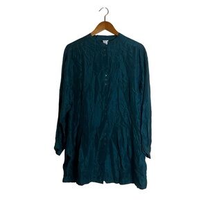 Sostanza blue green long sleeve silk blouse. Size 18W